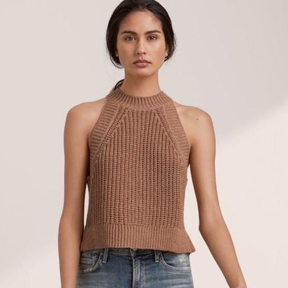 Aritzia Brown Knit Halter Top XS
